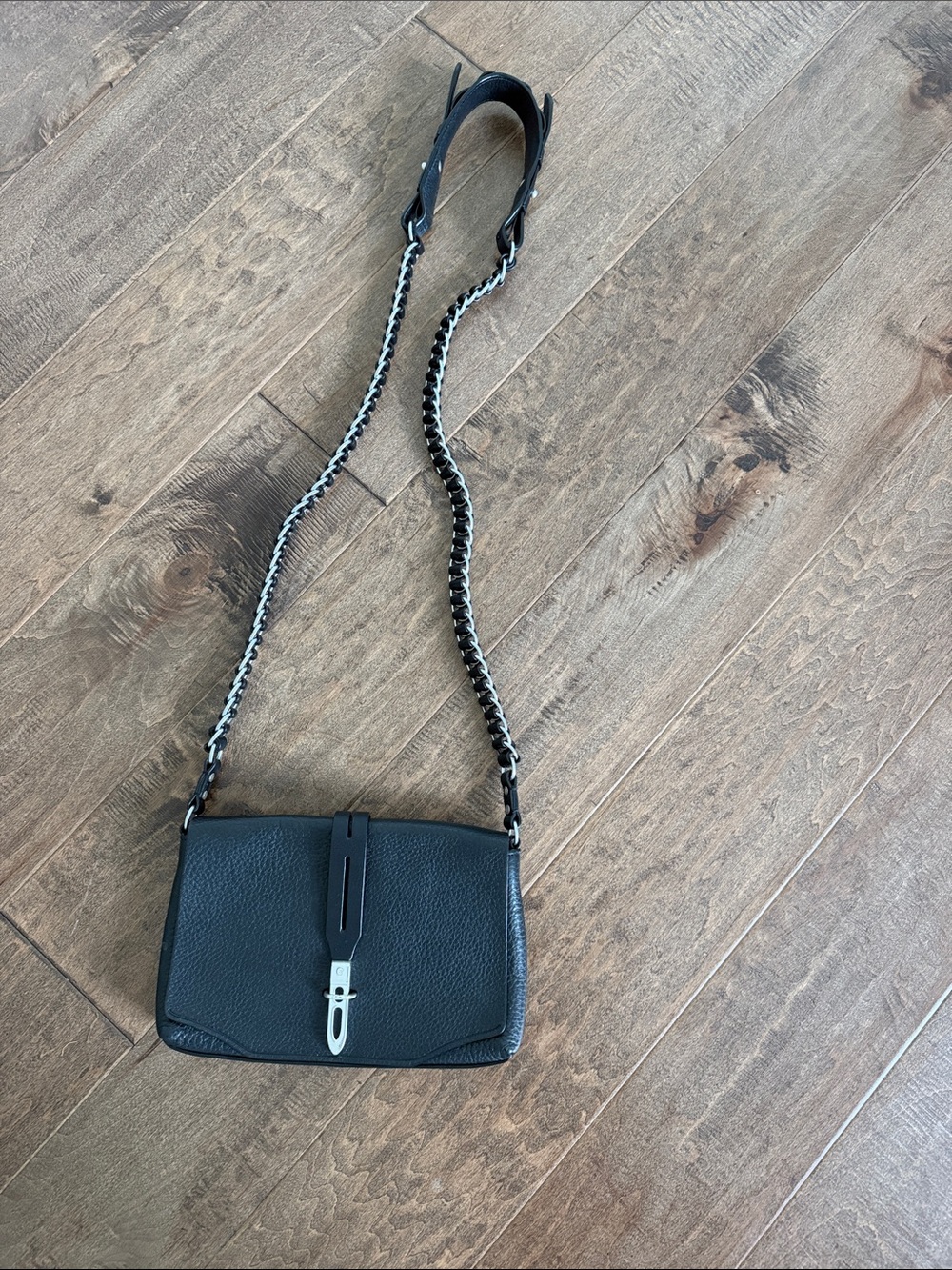 rag & bone Black Leather Chain-Strap Crossbody